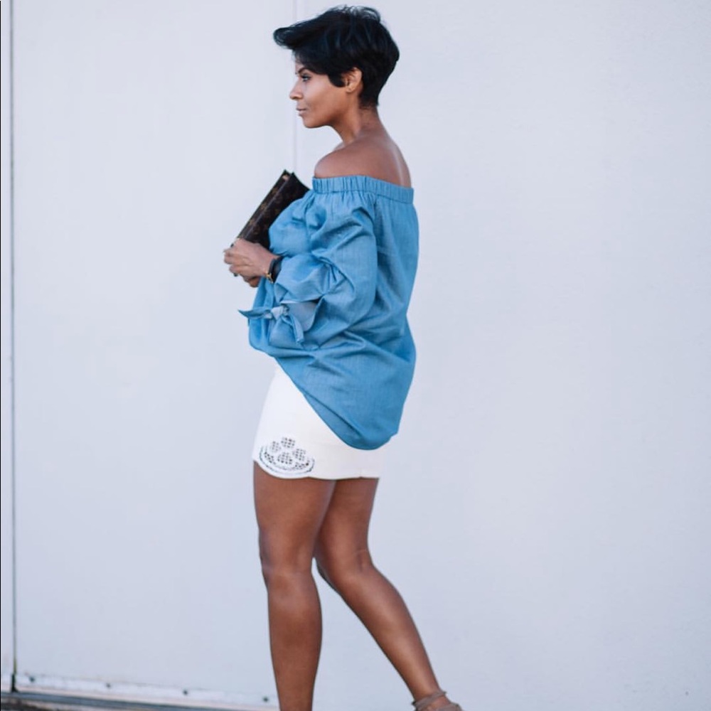 White Faux Leather Skirt with Crochet